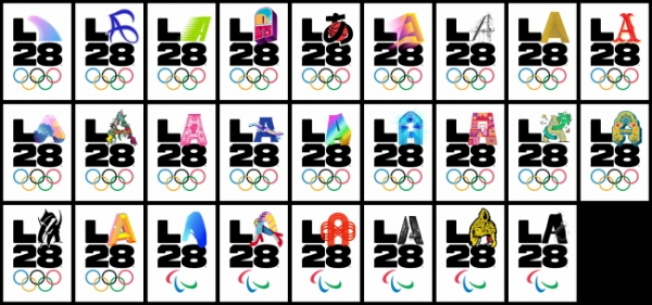 2028 로스앤젤레스 올림픽 조직위원회가 1일(현지시간) LA28 로고를 공개했다. 로고에는 검은색 'L'과 숫자 '28'이 다양한 색상과 모양의 'A'와 조화를 이룬 것이 특징으로 이는 로스앤젤레스 공동체의 다양성을 나타내는 것으로 알려졌다. /뉴시스